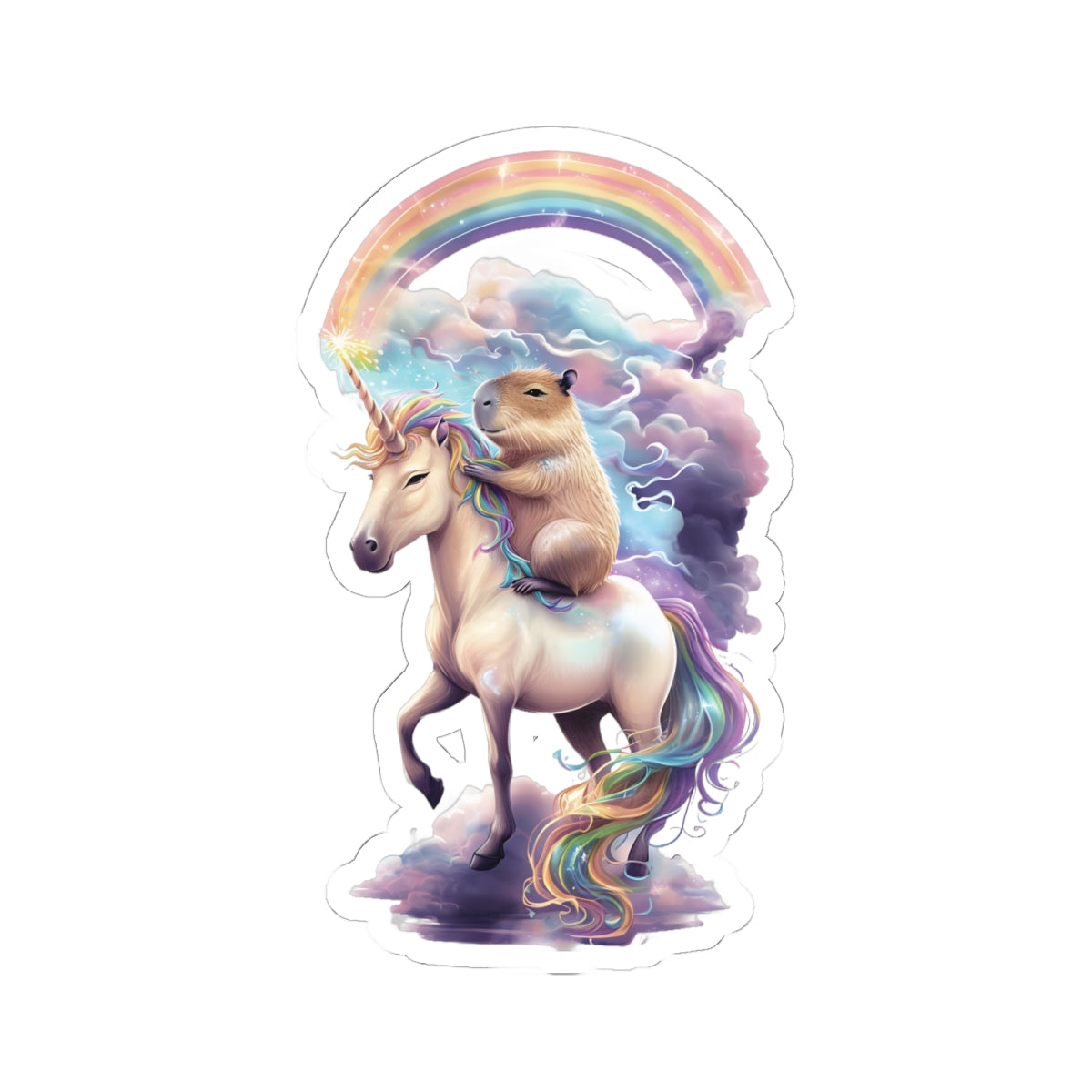 Whimsical Unicorn & Capybara  Vinyl Stickers | Colorful Rainbow Decor
