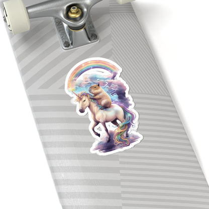 Whimsical Unicorn & Capybara  Vinyl Stickers | Colorful Rainbow Decor