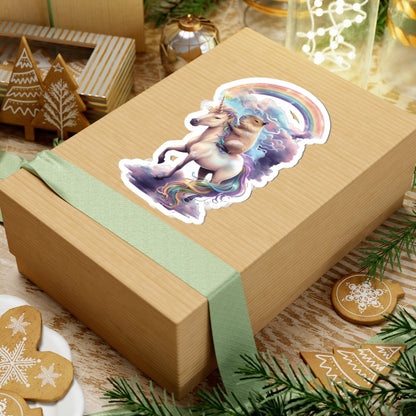Whimsical Unicorn & Capybara  Vinyl Stickers | Colorful Rainbow Decor