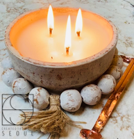 CANDLE (clay vessel with beads)*