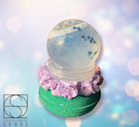SNOW GLOBE BATH BOMB-(bath bomb topped with bubble frosting & a jar of slime)