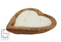 Dough Bowl (Handmade) Rustic Heart Candle