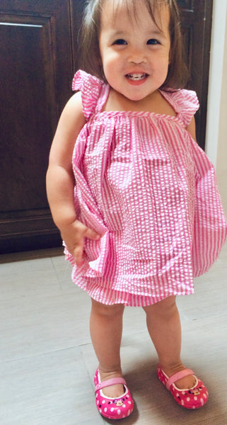 ****Pink/White Seersucker top & bloomers