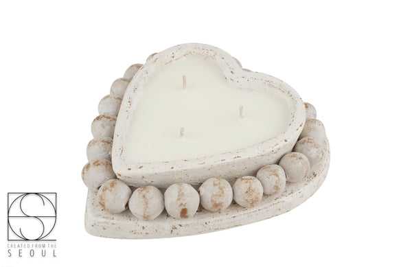 Heart CANDLE (clay vessel with beads)*